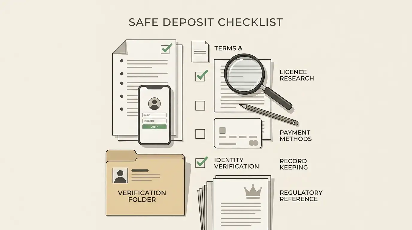 UK player checklist for checking terms, licence status and withdrawal evidence before depositing